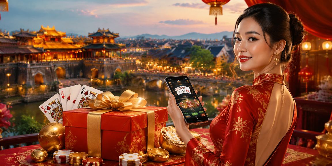 Người tham gia lễ hội tại Huế vừa chơi bài vừa theo dõi sự kiện thể thao trực tuyến trên điện thoại
