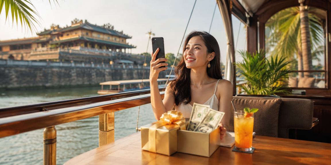 Người dùng tại Huế sử dụng điện thoại chơi casino trực tuyến bên ly cà phê buổi sáng